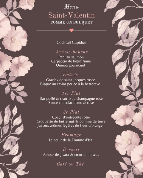 Menu Saint-Valentin